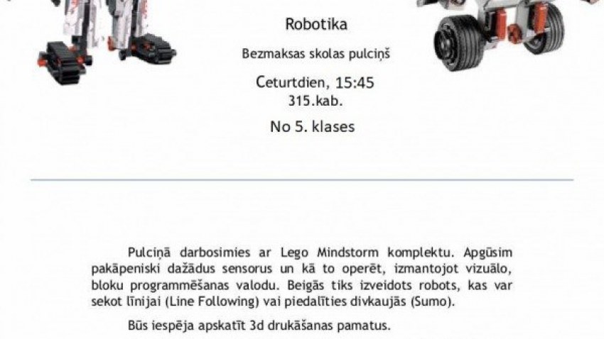 Pievienojies robotikas pulciņam