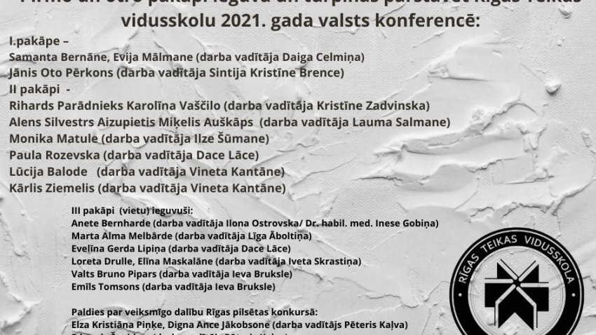 Sveicam 2021.gada skolēnu zinātniskās pētniecības darbu konferences reģionālā posma dalībniekus!