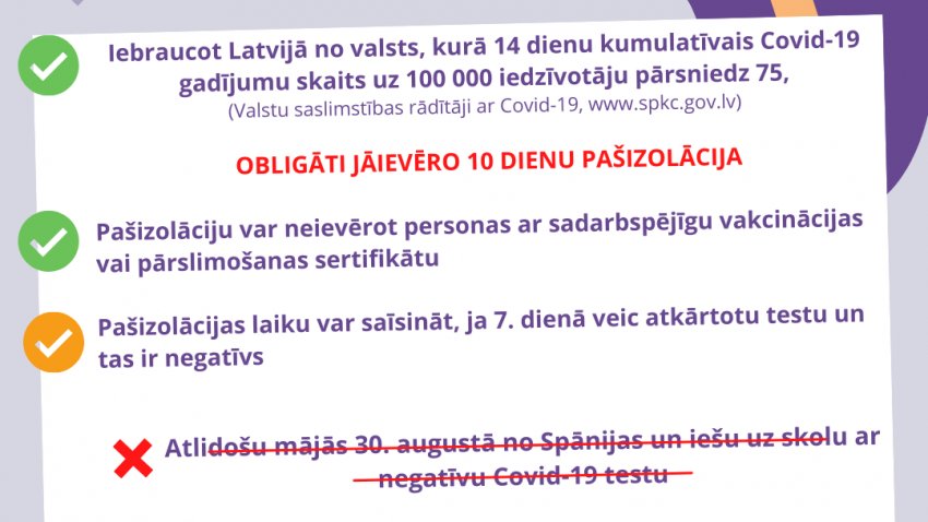 Par pašizolācijas ievērošanu, atgriežoties no ārvalstīm