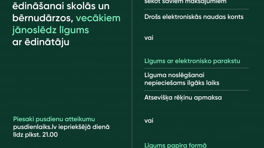 Informācija par izmaiņām audzēkņu ēdināšanas pakalpojuma sniegšanā